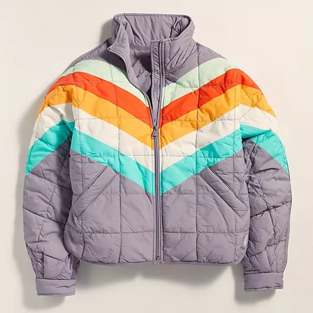FP Movement by Free People Lavender Chevron Rainbow Puffer Jacket
